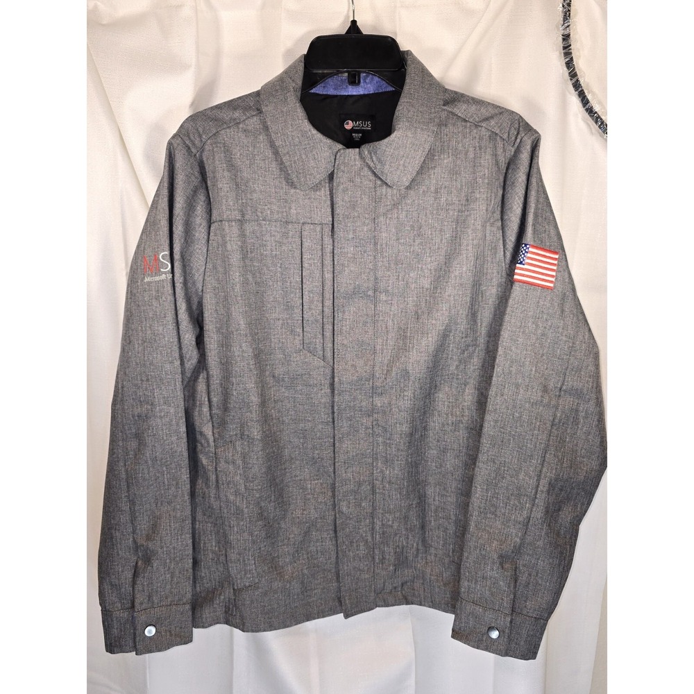 Microsoft North America MSUS‎ Employee Jacket Gray Pockets Zip Mens Medium NWOT